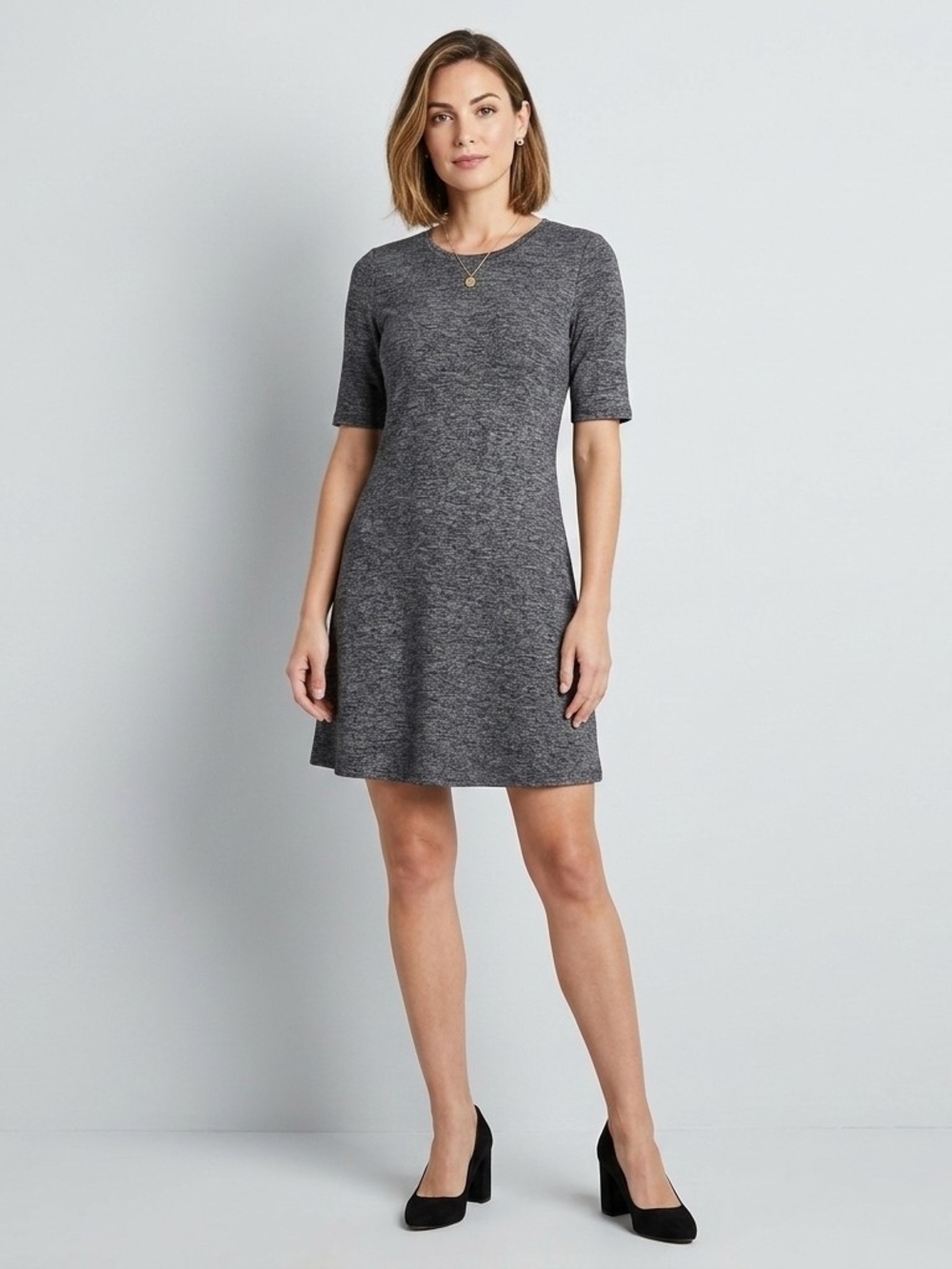 The Limited Vintage Classic Short-Sleeve Gray Knit Dress Size Medium